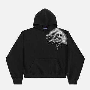 Aelfric Eden Size XS Boxy Black Lightning GRAPHIC HOODIE